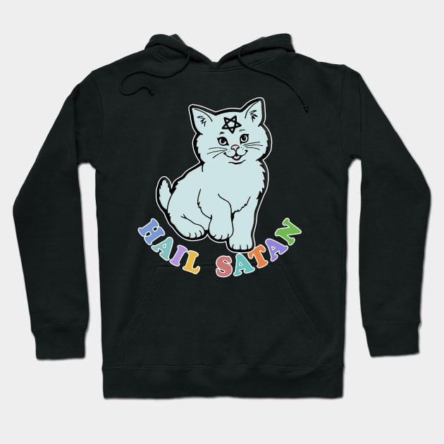 Hail Satan - Adorable Cute Kitty Design Hoodie by DankFutura